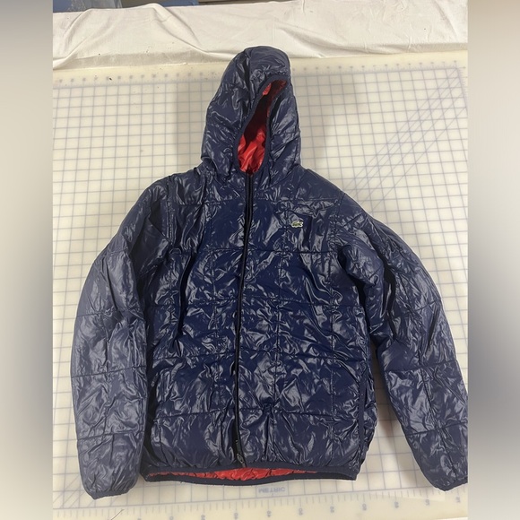 Lacoste boys reversible puffer jacket Red/Navy. EUC size 12 - Picture 1 of 6